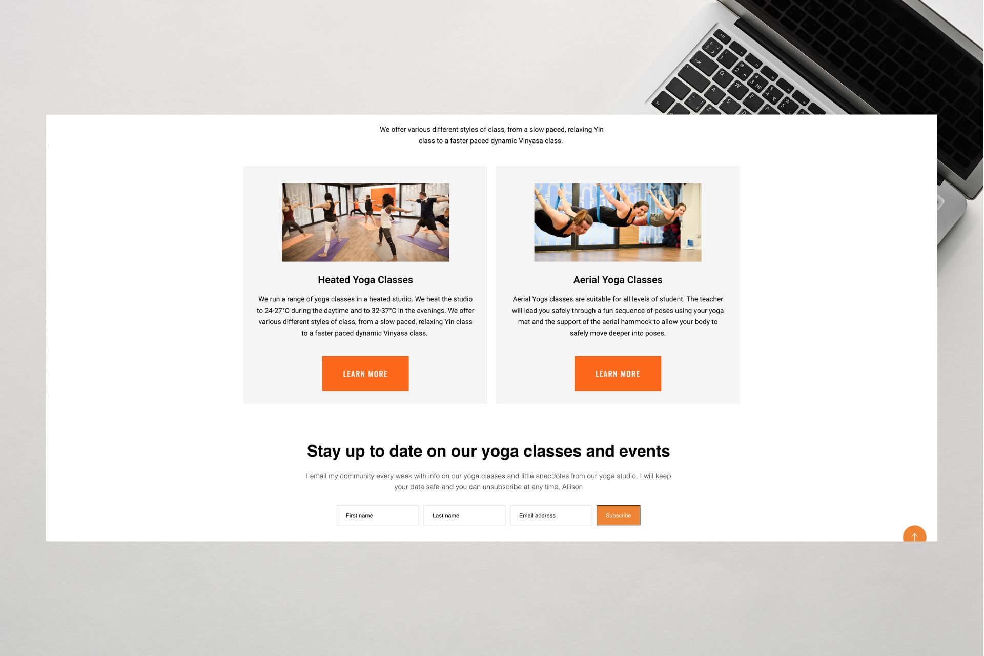 Wordpress web site design - Hot Yoga Edinburgh 2