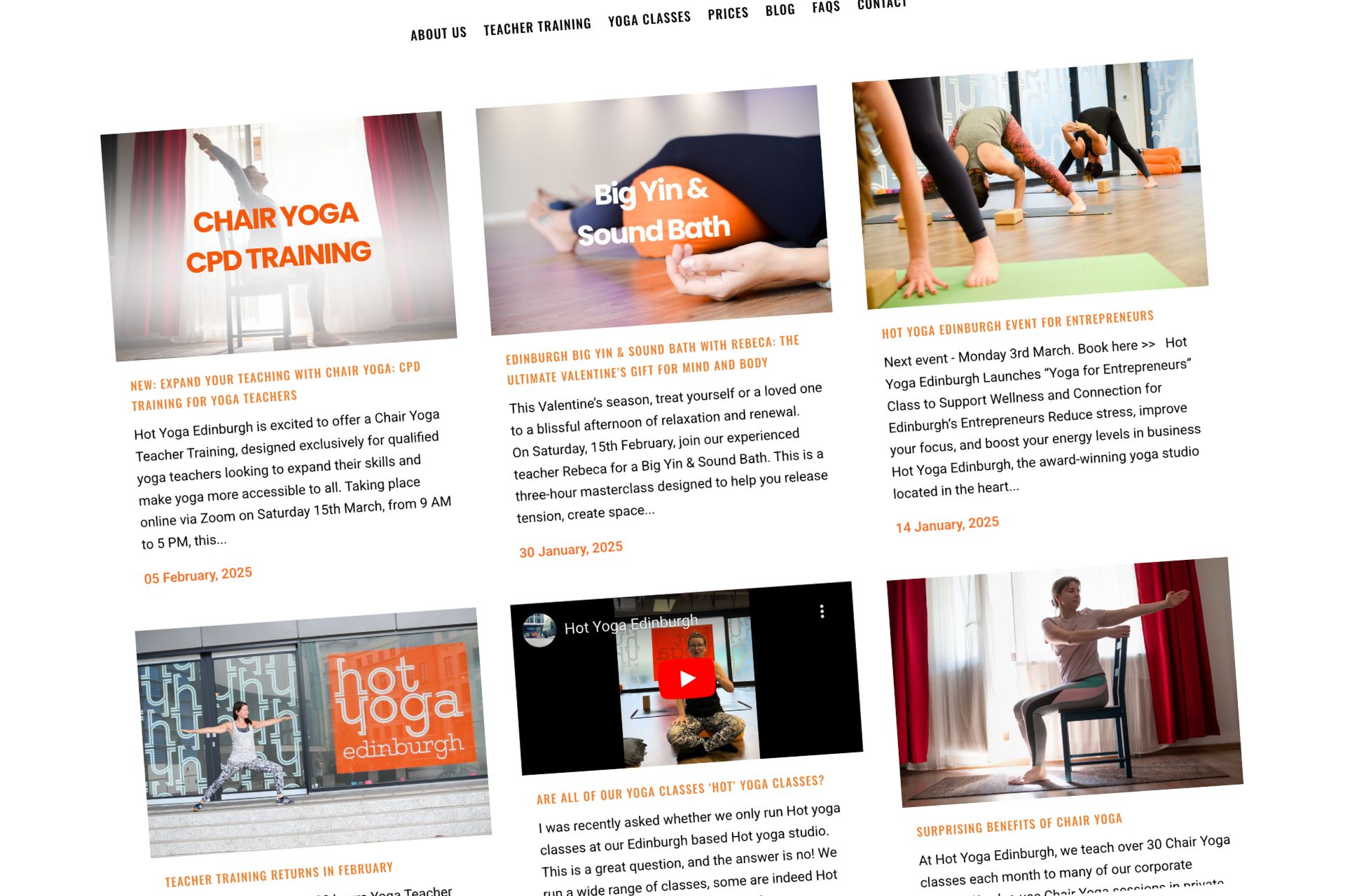 Wordpress web site design - Hot Yoga Edinburgh 4