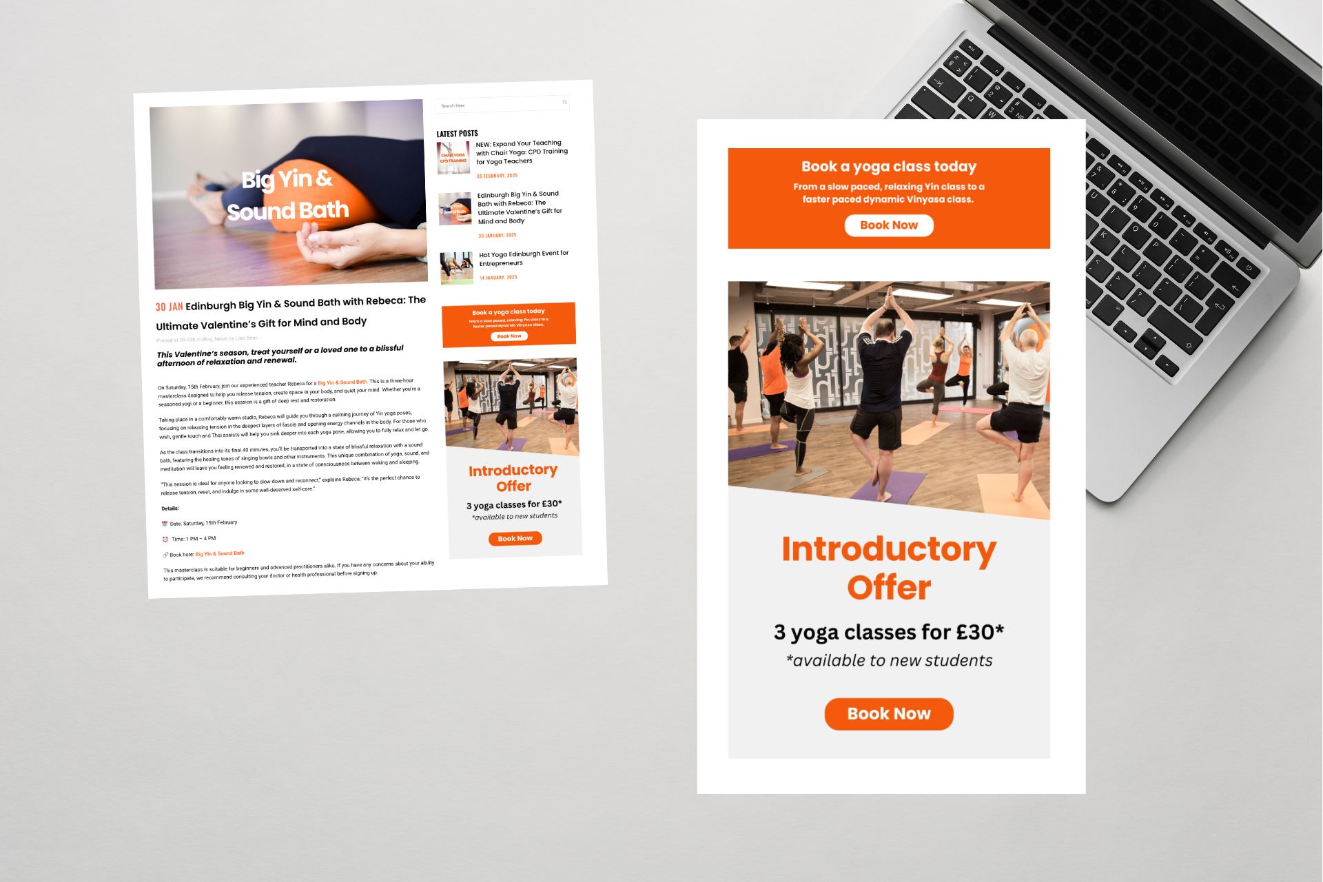 Wordpress web site design - Hot Yoga Edinburgh 6